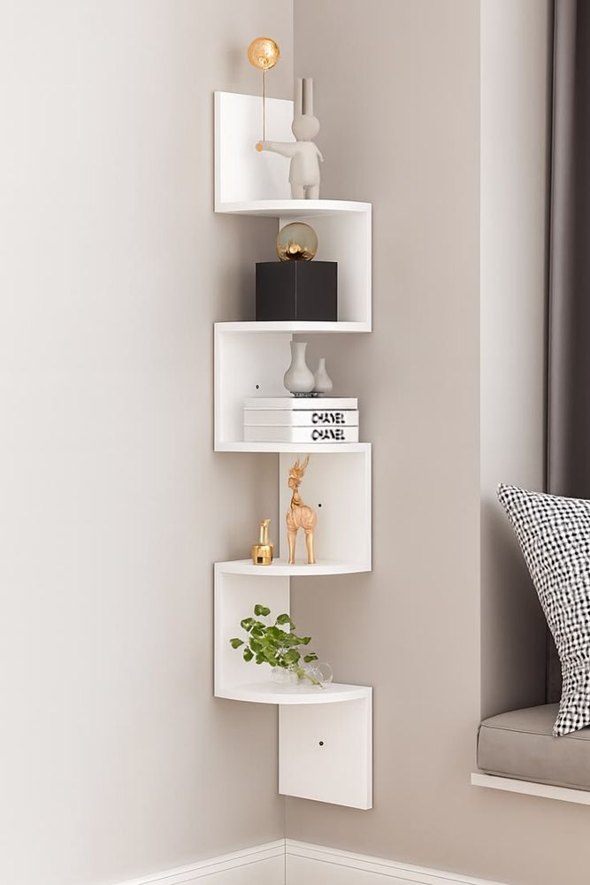 White zigzag corner shelf